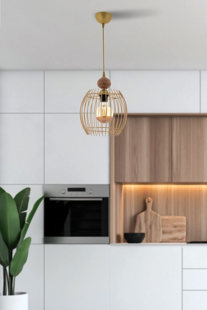 Лустер Opviq Lillian Wood, 26 см, IP20, златна боја