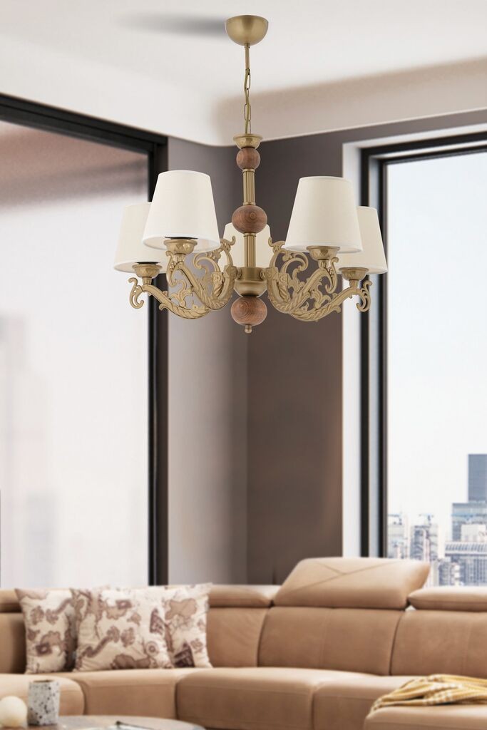 Opviq Luster Fiona Wood, 15x10x13cm, IP20, крем-златна боја