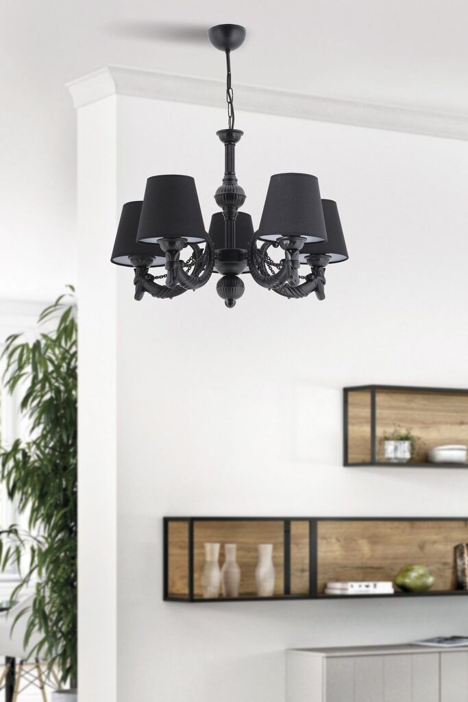 Лустер со синџир Opviq Fiona, 15x10x13cm, IP20, црн