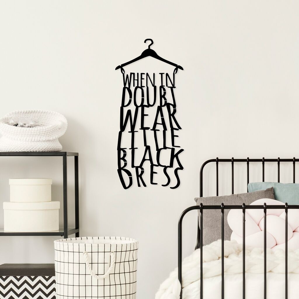 Wallity dzидна декорација „When In Doubt Wear Little Black Dress", 32x70cm, црна