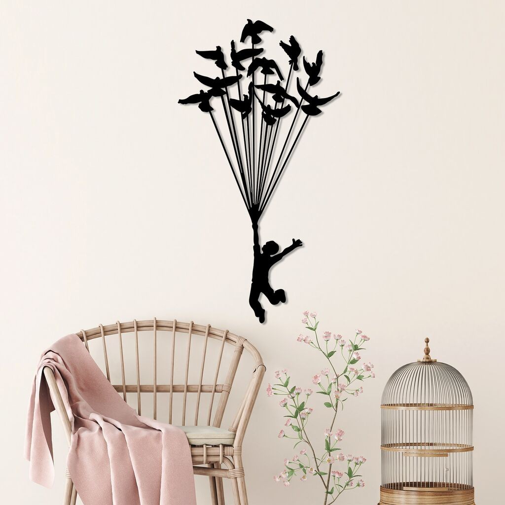 Wallity декорација за dzид Летачко момче 3, 45x85 см, црна