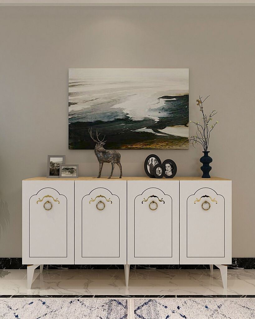 Конзолна маса Hanah Home, виолетова, 150x75x35 см, бела