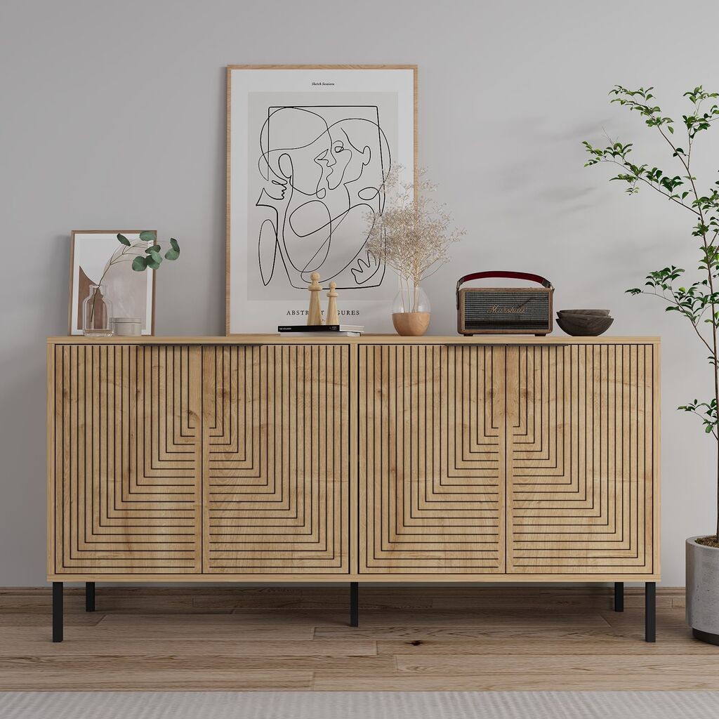 Конзолна маса Hanah Home Lurea, 150x75x36 см, дабово-бела