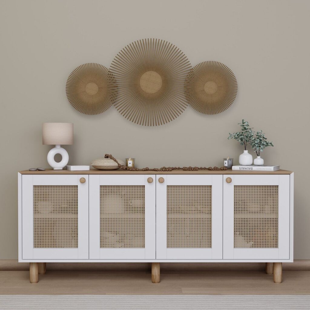 Конзолна маса Hanah Home Bohemian 1600-133, 180x75x40 см, оревово-бела