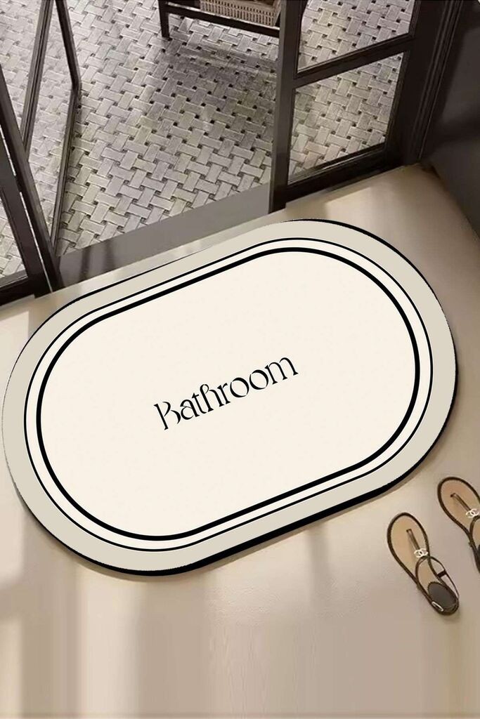 Килим за бања L'essentiel Maison Farbelle, 60x100 cm, необ-бел