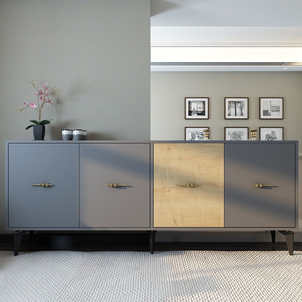 Конзолна маса Hanah Home Verry, 180x82.6x35 см, антрацит