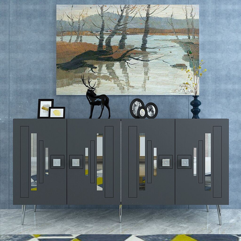 Конзолна маса Hanah Home Седуна, 150x75x35 см, антрацит-сребрена боја