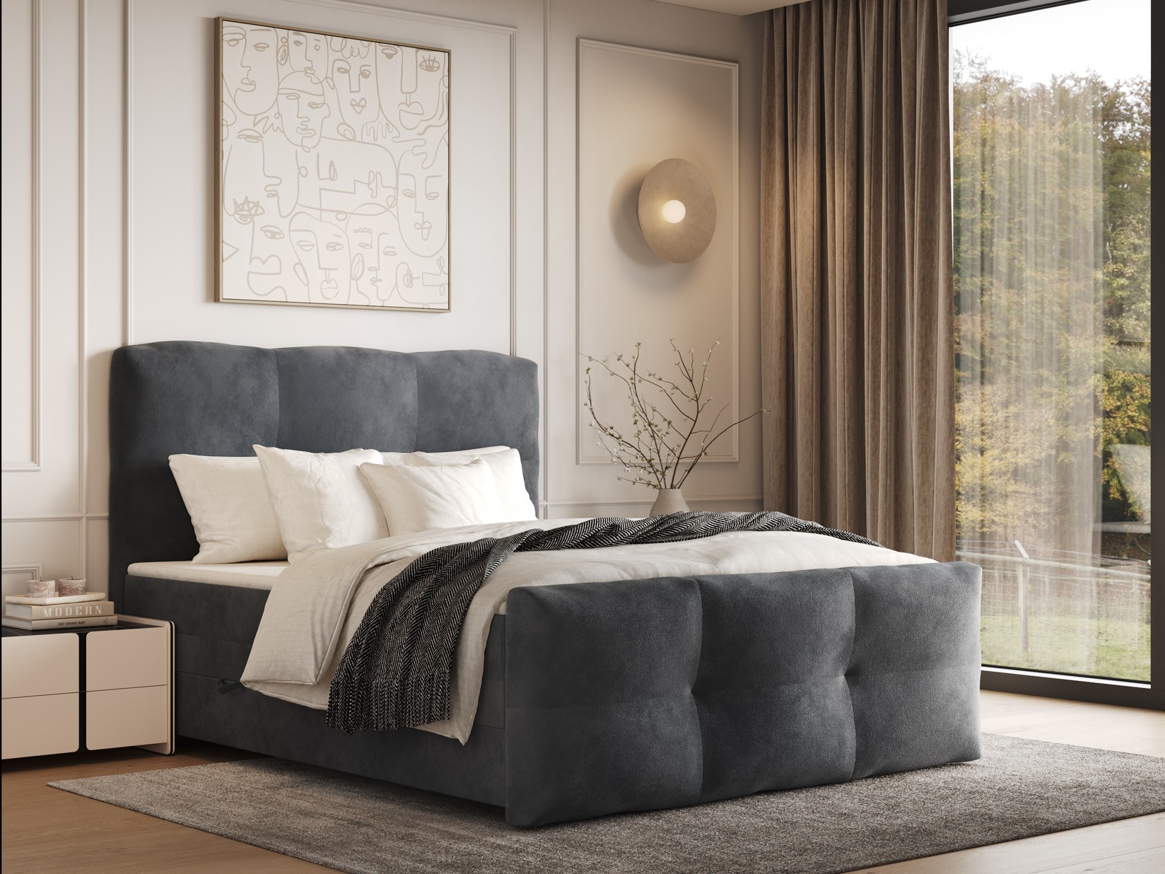 Mondivi Лежај Бокспринг стар 160 сива