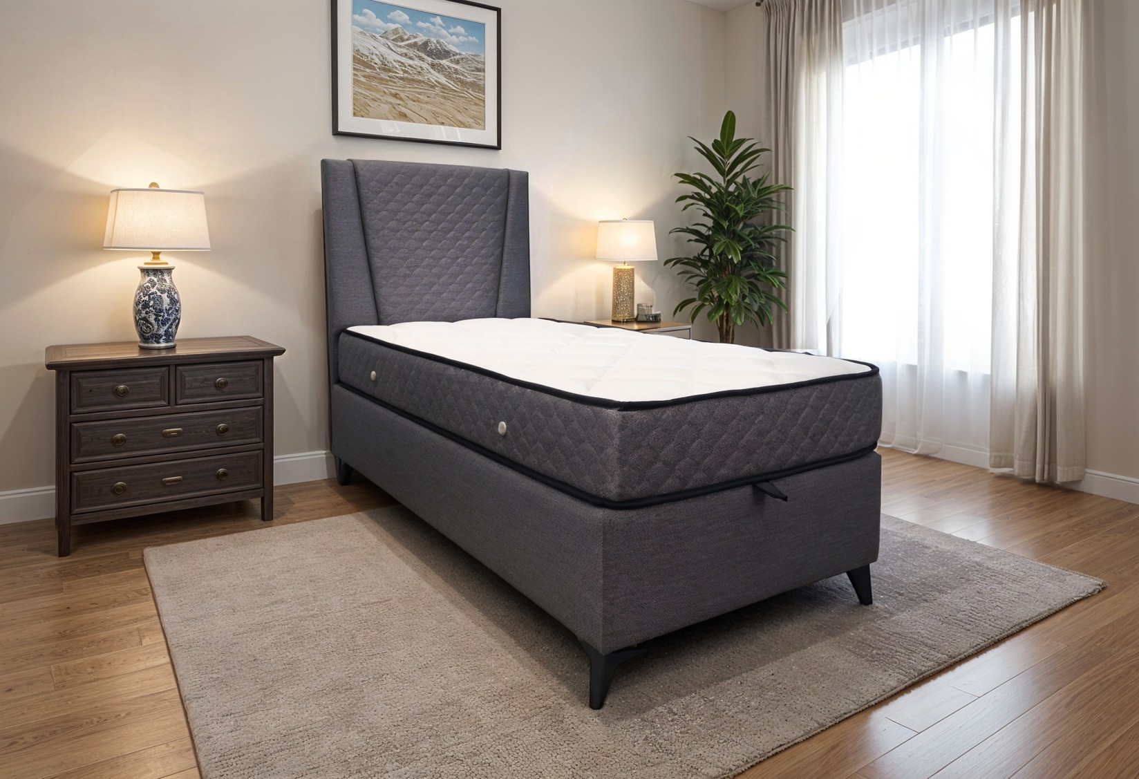 Mondivi Сет суде лежај со душек 90х190 сива