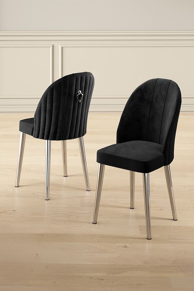 Комплет столчиња Hanah Home Mara, 44x90x42 см, 2 парчиња, сребрено-црни бои