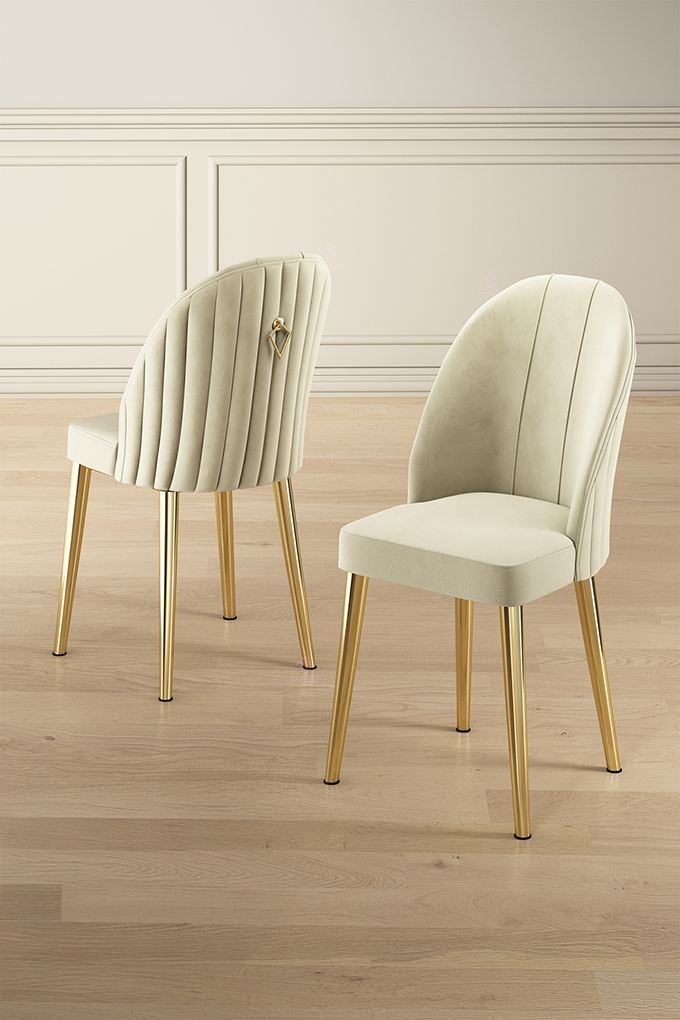 Комплет столчиња Hanah Home Mara, 45x91x42 см, 6 парчиња, сребрено-крем боја