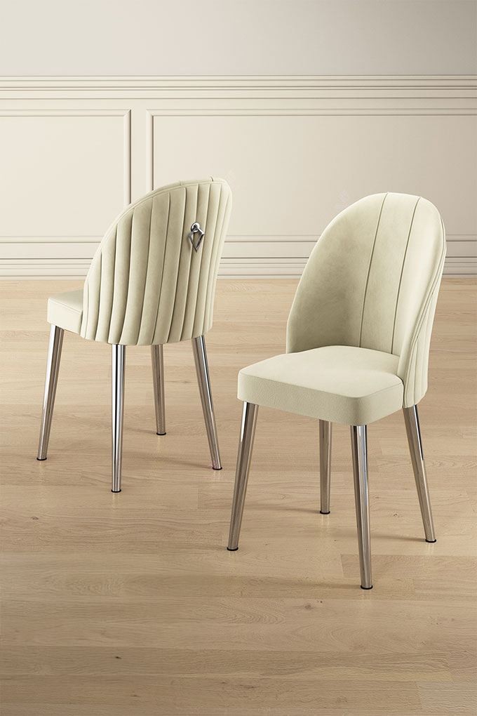 Комплет столчиња Hanah Home Mara, 44x90x42 см, 2 парчиња, сребрено-крем боја