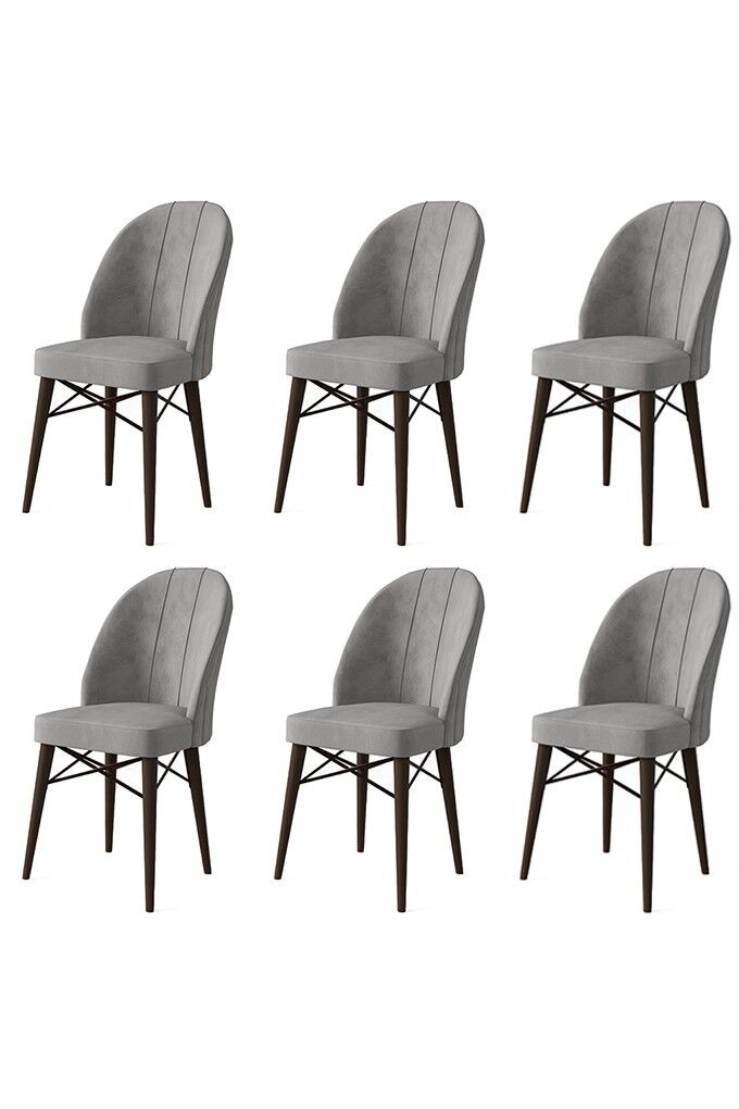 Комплет столчиња Hanah Home Ritim, 44x96x42 см, 6 парчиња, сиво-кафеава