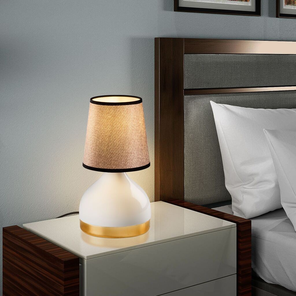 Комплет столни ламби Opviq 8022, 17x17x33 см, IP20, 2 парчиња, бело-кафеави