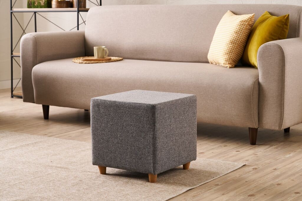 Столче за софа Atelier del Olympos, 40x40x40cm, сиво