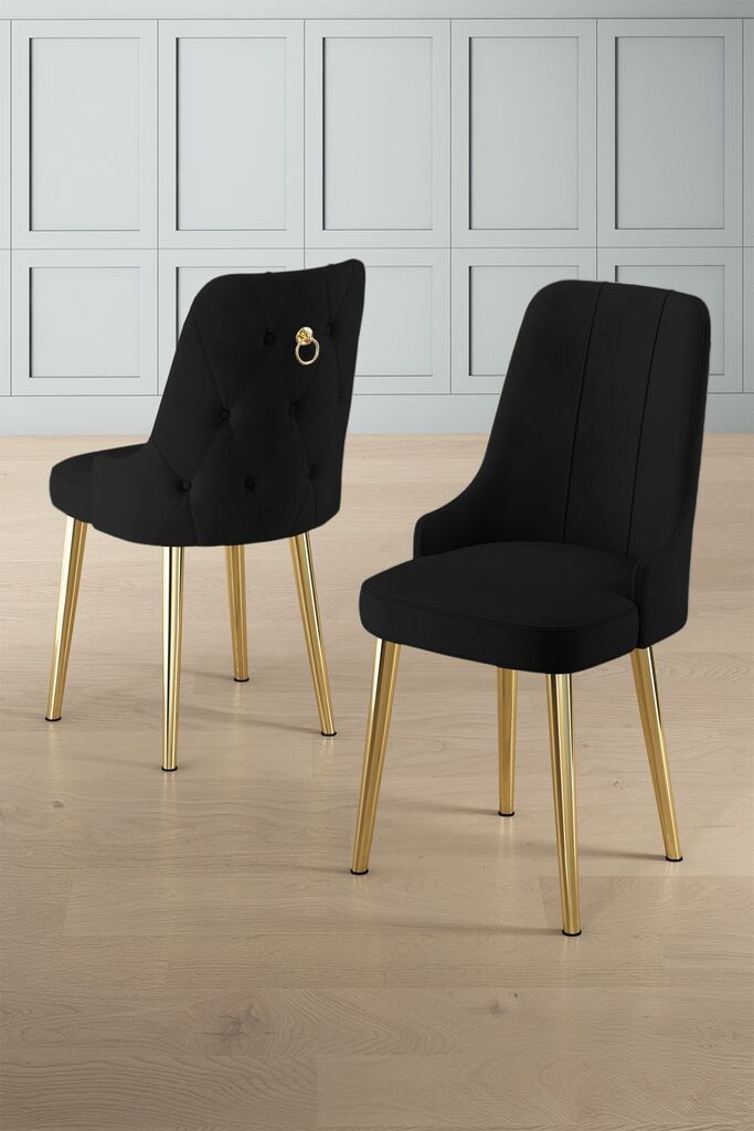 Комплет столчиња Hanah Home Newa, 46x94x46 см, 2 парчиња, црна и златна боја