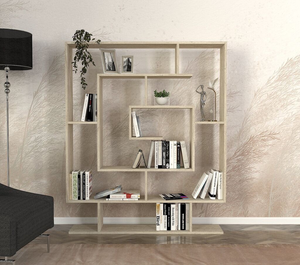 Полица за книги Hanah Home Sarmasik, 124,8x149,4x22 см, крем боја