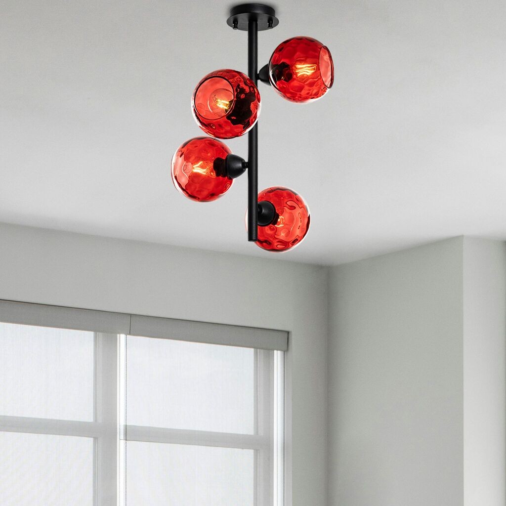 Opviq Luster Benek-15-14491, 40x40x55cm, IP20, црно-црвена