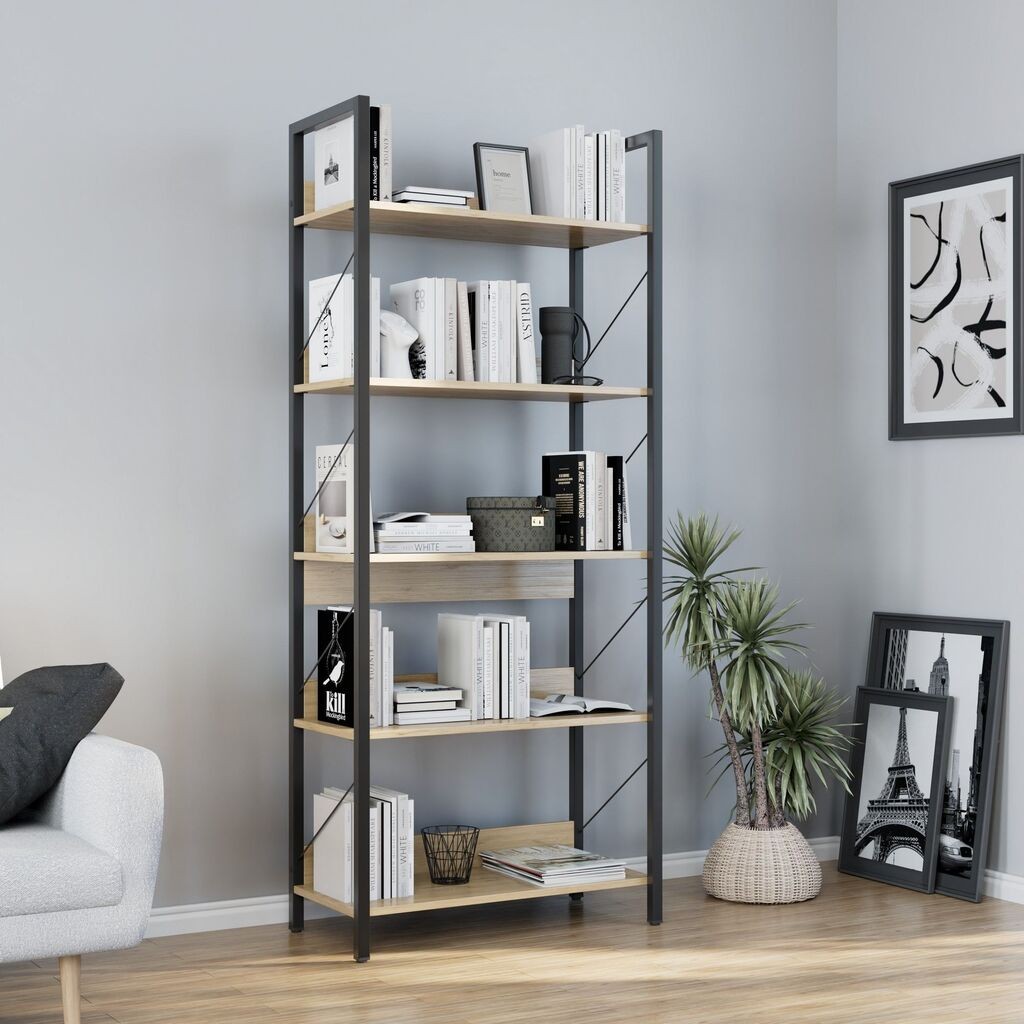 Полица за книги Hanah Home Ktp-850-Ff-1, 73x172x35 см, даб