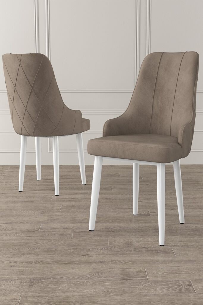 Комплет столчиња Hanah Home Trex, 46x95x42 см, 6 парчиња, бело-кафеава