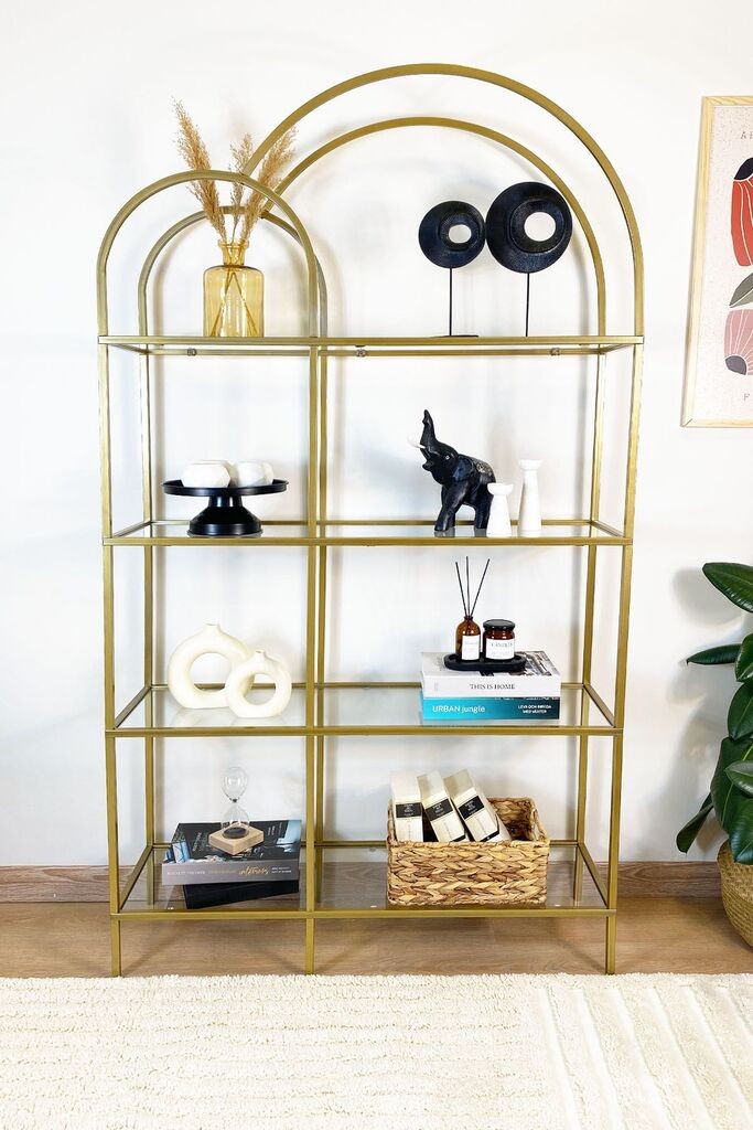 Полица за книги Hanah Home Twin, 100x175x30 см, златна боја