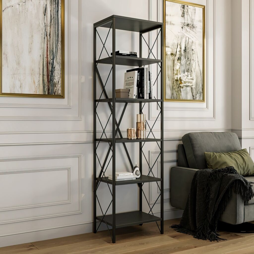 Полица за книги Hanah Home Suadiye, 50x180x30 см, Антрацит