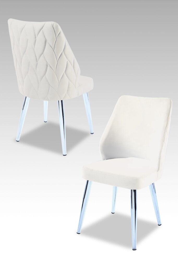 Комплет столчиња Hanah Home Poufy, 48x90x43 см, 4 парчиња, сребрено-кремаста боја