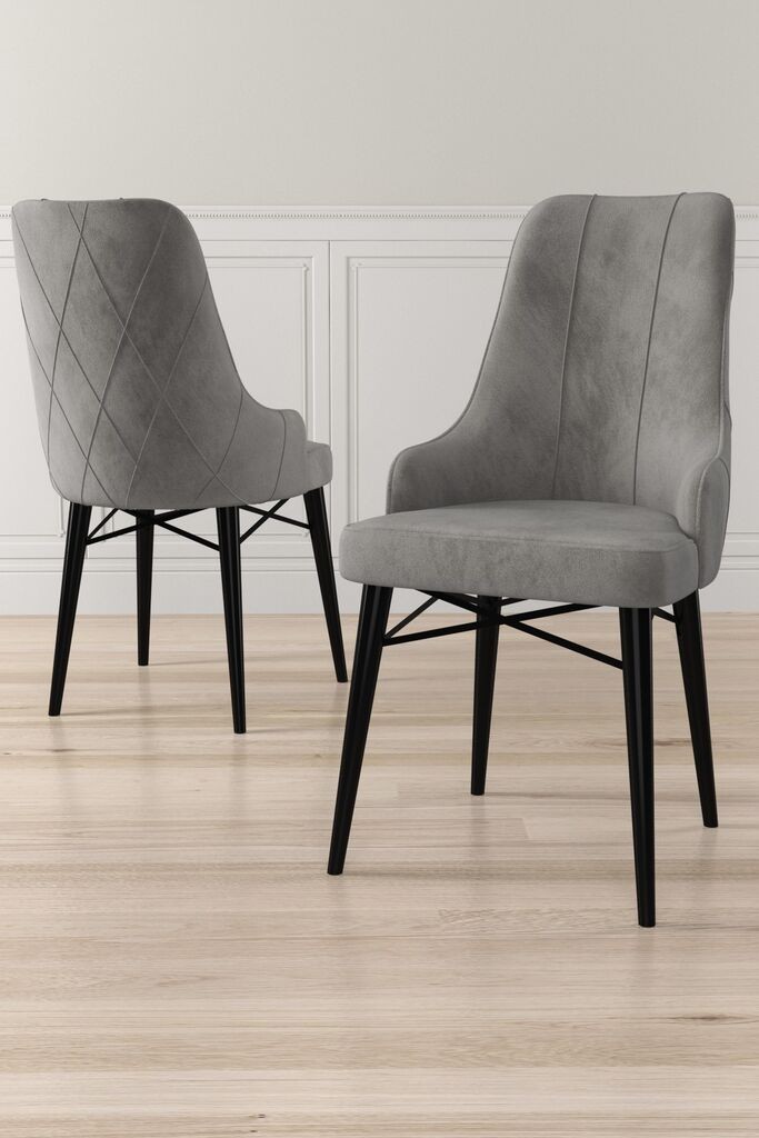 Комплет столчиња Hanah Home Neta, 46x95x42 см, 4 парчиња, црно-сива