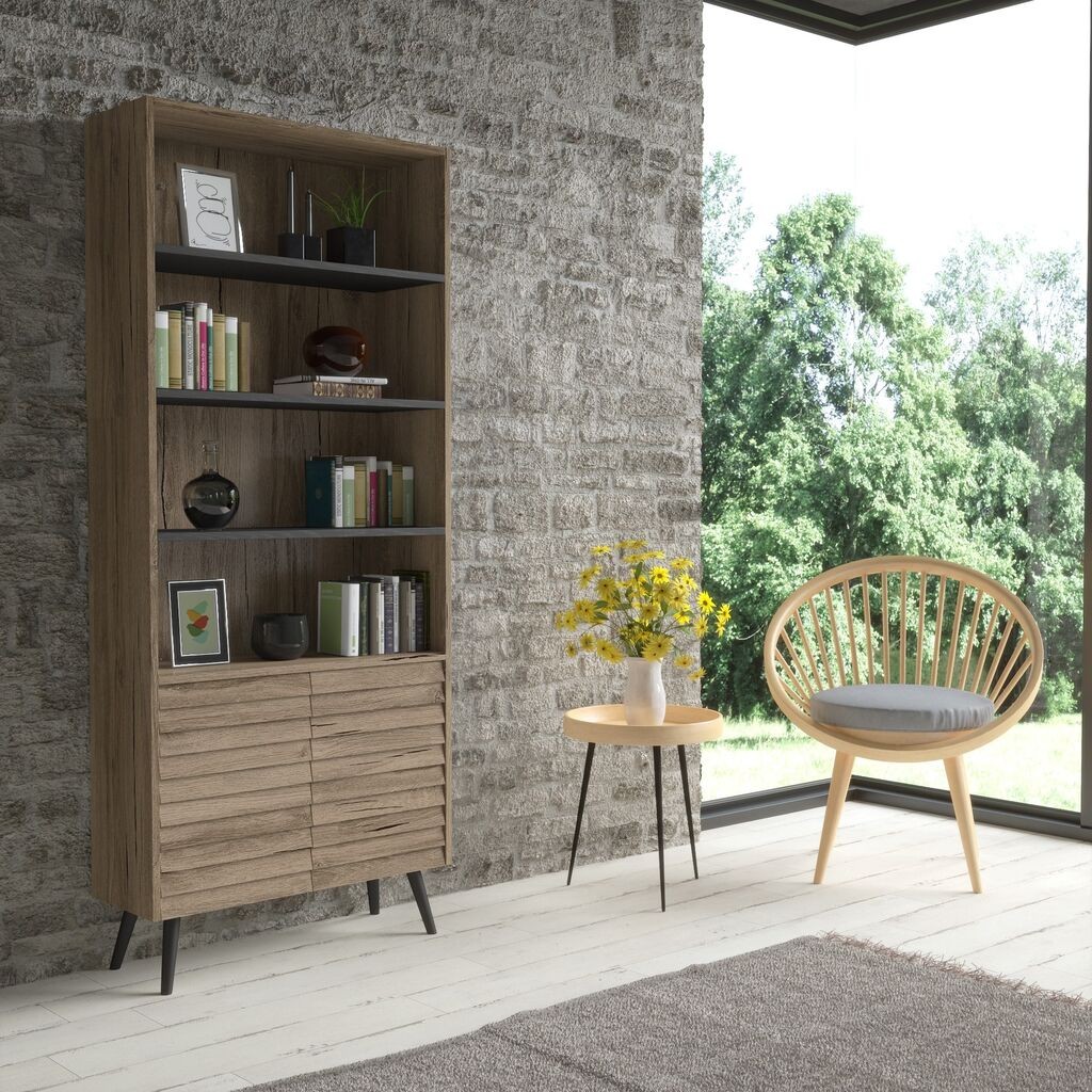 Полица за книги Hanah Home FRN-7009, 80x190x29 см, орев