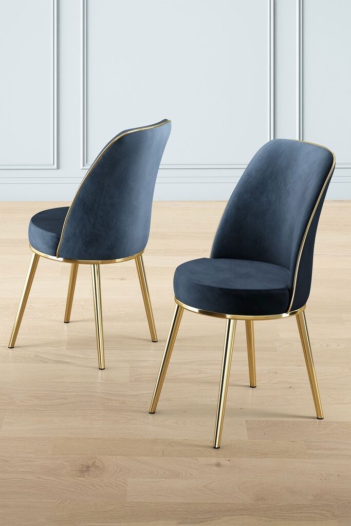 Комплет столчиња Hanah Home Pefa, 45x91x42 см, 4 парчиња, антрацит-златна боја