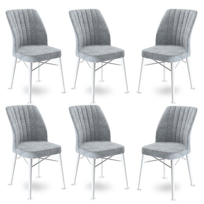 Комплет столчиња Hanah Home Flex, 45x93x42 см, 6 парчиња, сиво-бели