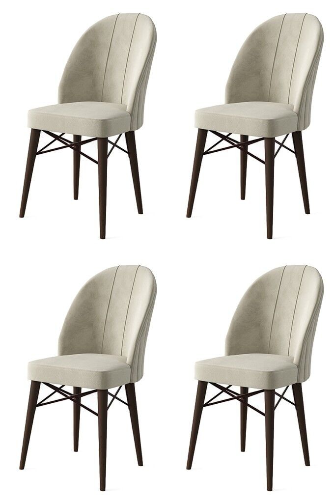 Комплет столчиња Hanah Home Ritim, 44x96x42 см, 4 парчиња, крем-црна боја