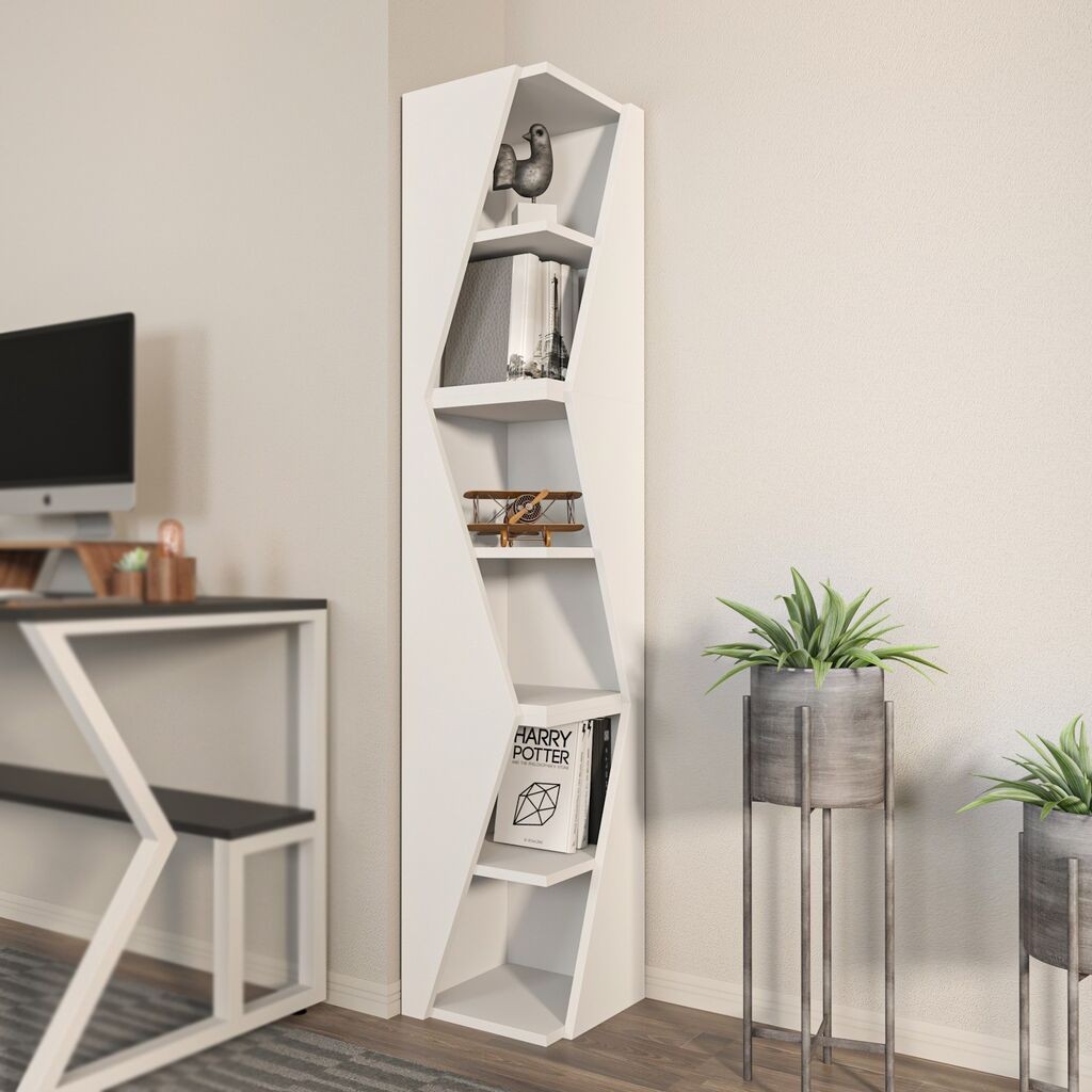 Полица за книги Hanah Home со стрелка, 165x31.8x31.8 см, бела