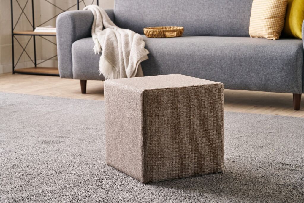 Столче за софа Atelier del Asos, 40x40x40cm, сиво