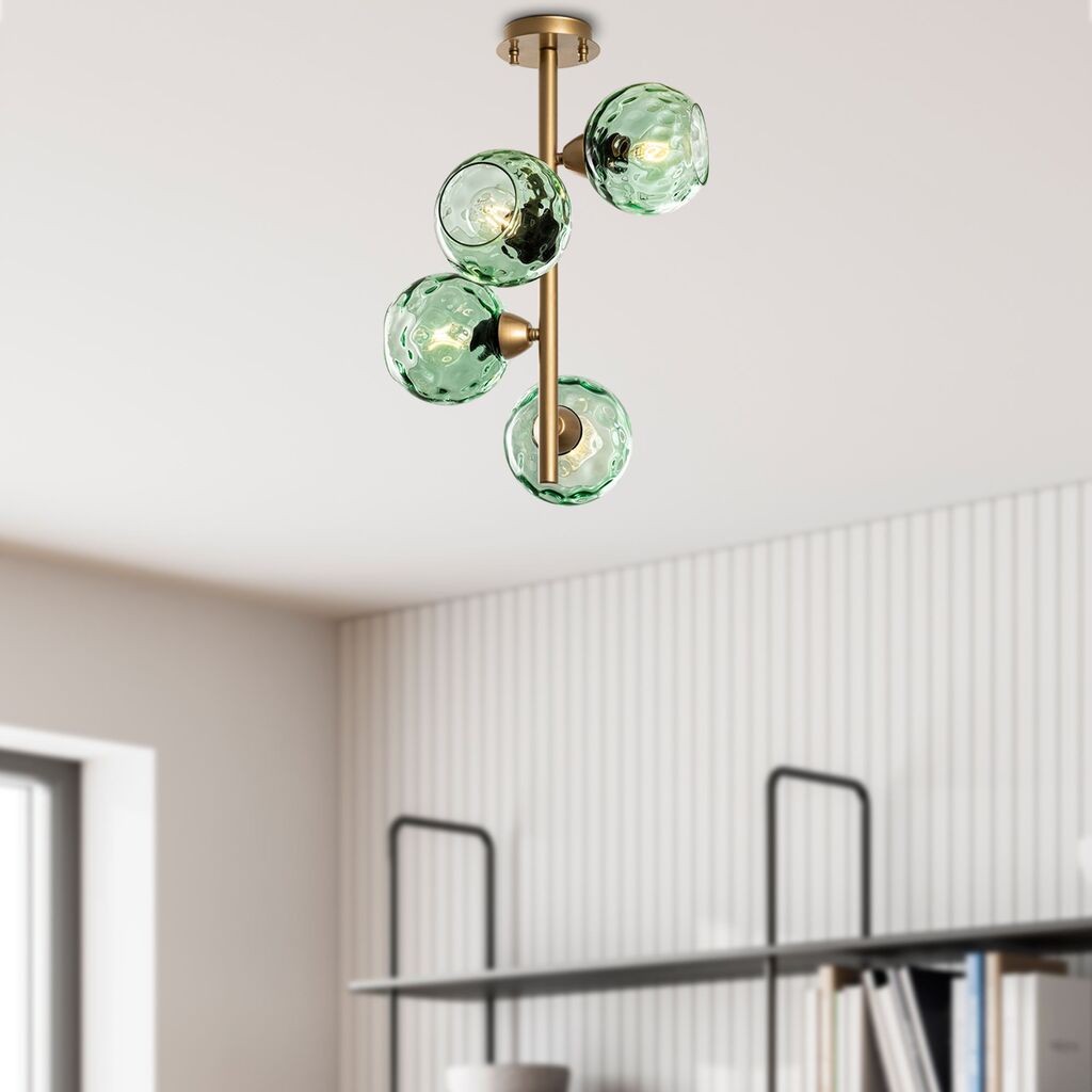 Opviq Luster Benek-15-14505, 40x40x55cm, IP20, златно-зелени бои