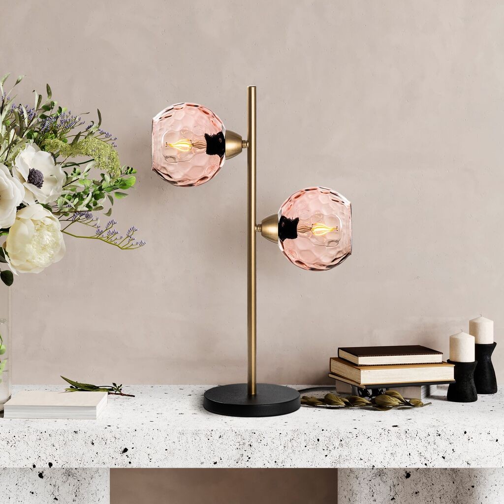 Столна ламба Opviq Benek-15-14561, 36x18x58 см, IP20, златно-црвена боја