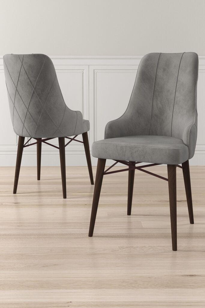 Комплет столчиња Hanah Home Neta, 46x95x42 см, 2 парчиња, сиво-црна