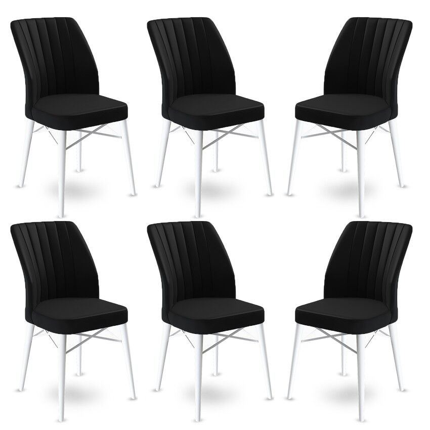 Комплет столчиња Hanah Home Flex, 45x93x42 см, 6 парчиња, црно-бели