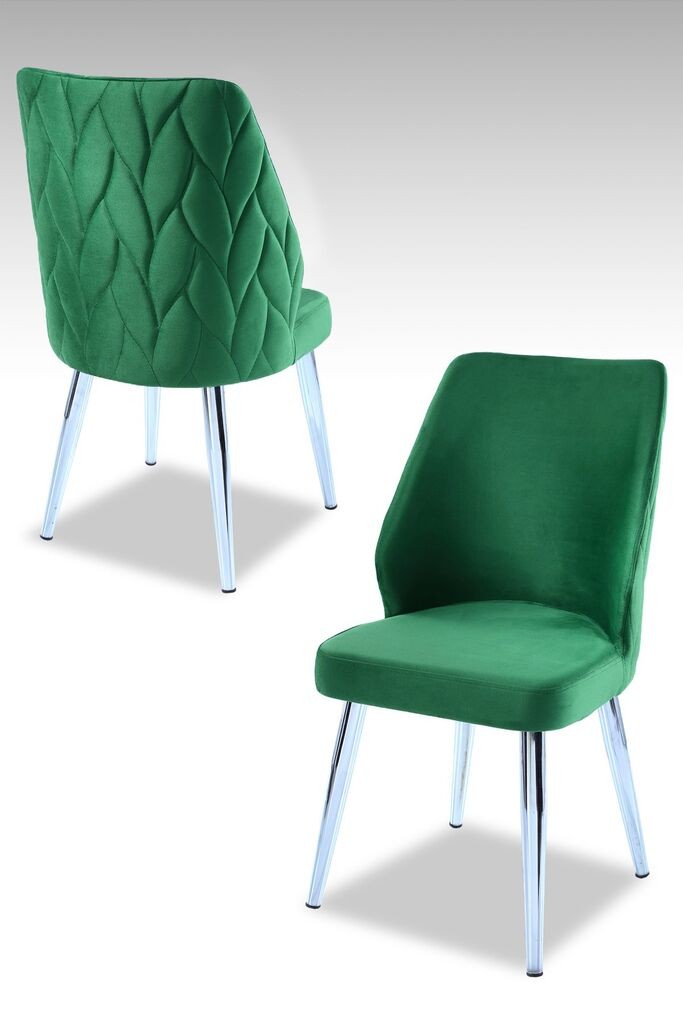 Комплет столчиња Hanah Home Poufy, 48x90x43 см, 4 парчиња, сребрено-зелена боја