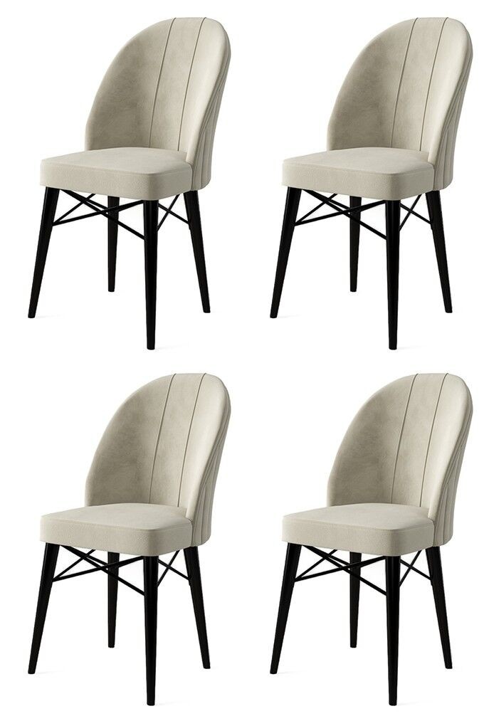 Комплет столчиња Hanah Home Ritim, 44x96x42 см, 4 парчиња, крем-црна боја