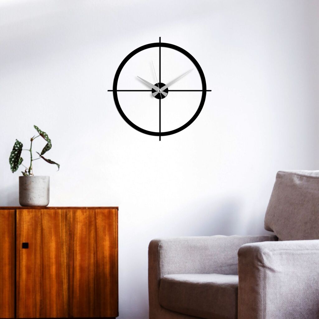 Wallity dzиден часовник Едноставен, 49x49 см, црн