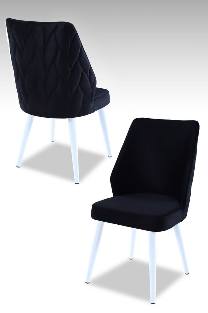 Комплет столчиња Hanah Home Poufy, 48x90x43 см, 2 парчиња, црно-бели