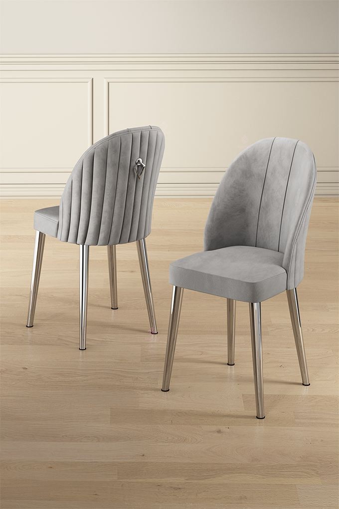 Комплет столчиња Hanah Home Mara, 45x91x42 см, 6 парчиња, сребрено-сива боја