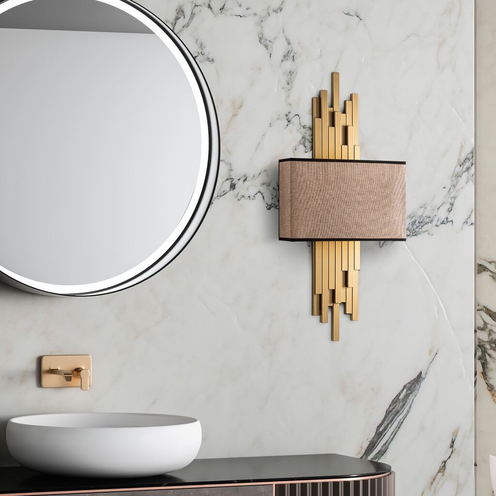 Opviq dzидна светилка Akhys-15112, 35x75x10cm, IP20, златно-кафеава боја