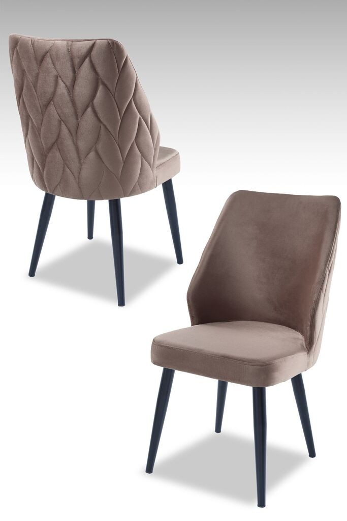 Комплет столчиња Hanah Home Poufy, 48x90x43 см, 4 парчиња, црно-кафеава