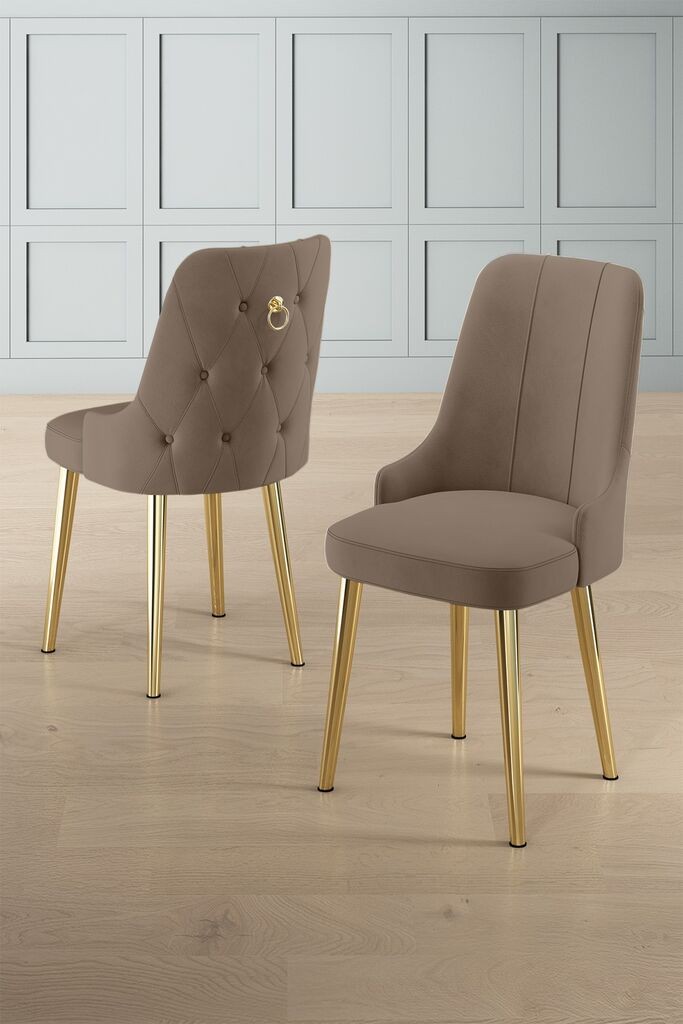 Комплет столчиња Hanah Home Newa, 46x94x46 см, 4 парчиња, златно-кафеава боја