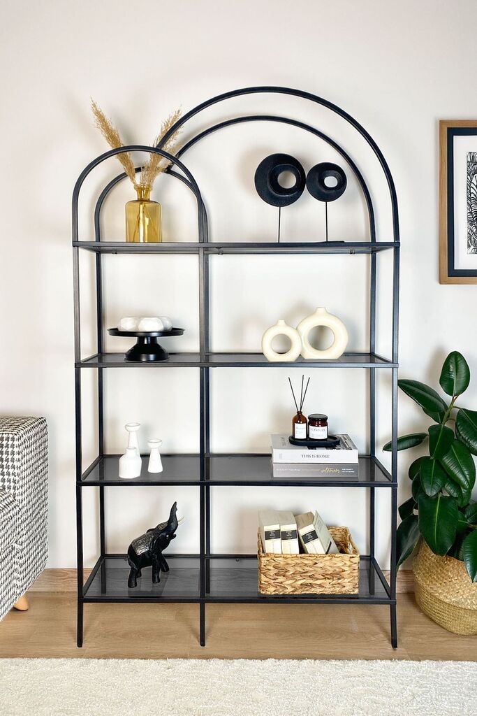 Полица за книги Hanah Home Двојна, 100x175x30 см, црна