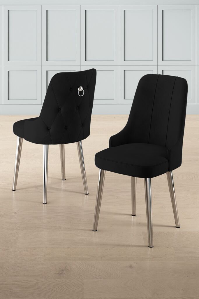 Комплет столчиња Hanah Home Newa, 46x94x46 см, 4 парчиња, црна и сребрена боја