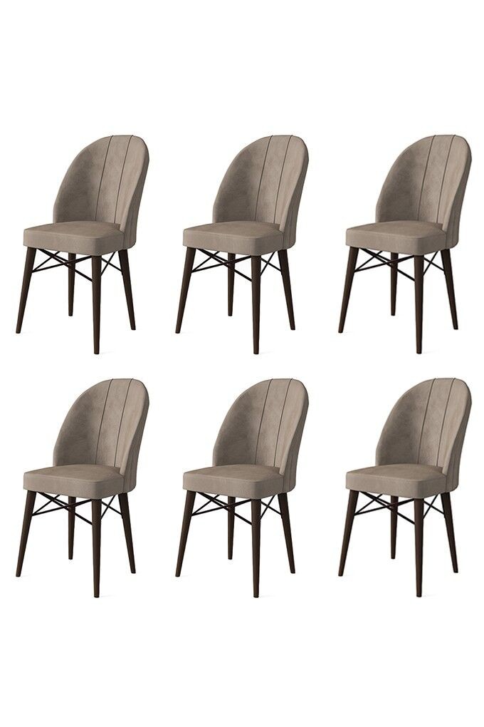 Комплет столчиња Hanah Home Ritim, 44x96x42 см, 6 парчиња, црно-кафеава