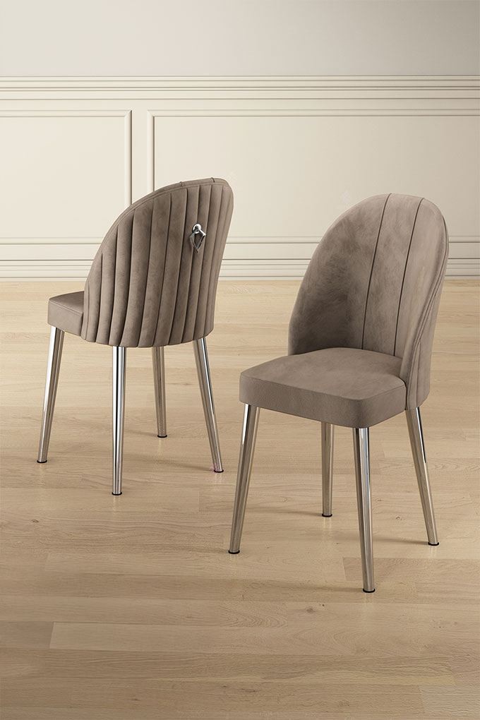 Комплет столчиња Hanah Home Mara, 45x91x42 см, 6 парчиња, сребрено-кафеава боја